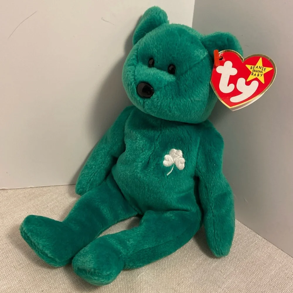 TY Erin Beanie Baby Babies Erin embroidered shamrock teddy bear 90s 1997 vintage - Picture 2 of 16